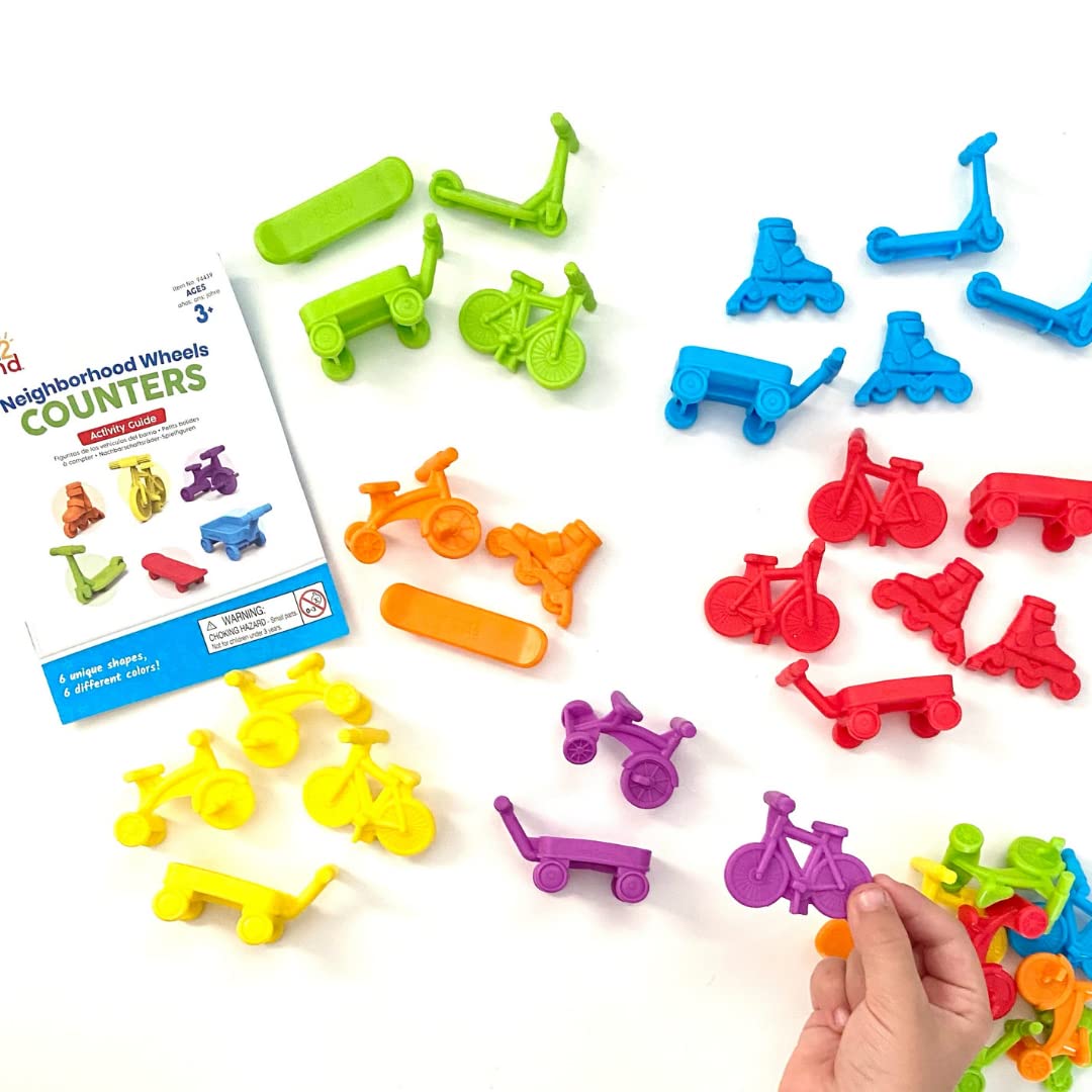 hand2mind Neighborhood Wheels Counters, Counters for Kids Math, Counting Toys, Color Sorting Toys, Transportation Toys, Math Manipulatives Kindergarten, Montessori Math Materials, Easter Egg Fillers