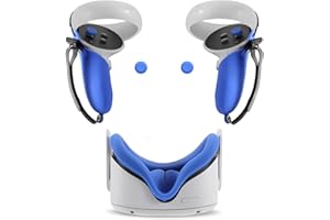 YUXIMAOYI VR Grip Cover Accessories for Oculus Quest 2 Controller Grips,VR Controller Grip Cover and VR Silicone Face Cover(Blue)