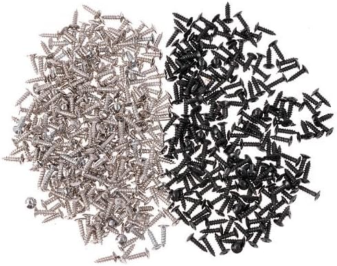 LUTIONS 3MM Silver &amp; Black Electric Guitar &amp; Bass Pickguard Mounting Screws for Telecaster Guitar Bass , 50 Pcs of Each Color