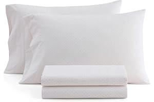 Martha Stewart - Twin XL Sheet Set, Cotton Percale Bed Sheets, Crisp Cooling Feel, Breathable and Lightweight, Deep Pocket Fi