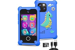 BESTOONE Upgrade Kids Phone Toys for 3 4 5 6 Year Old Girls and Boys, Toddler Emulated Touchscreen Smartphone with No Calls, No Internet, Christmas Birthday Gifts for Kids Ages 3-8 (Blue)