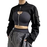 Ypser Reflective Rave Top Crop Top Shrug Techwear Shirt Rave Outfits For Women