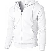 Ohoo Mens Slim Fit Waffle Knit Cotton 100% Zip Up Hoodies Lightweight Casual Long Sleeve with Kanga Pocket