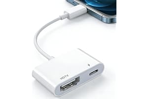 Lightning to HDTV Adapter for iPhone, [Apple MFi Certified] Digital AV Dongle,1080P Sync Screen Cable with Lightning Charging