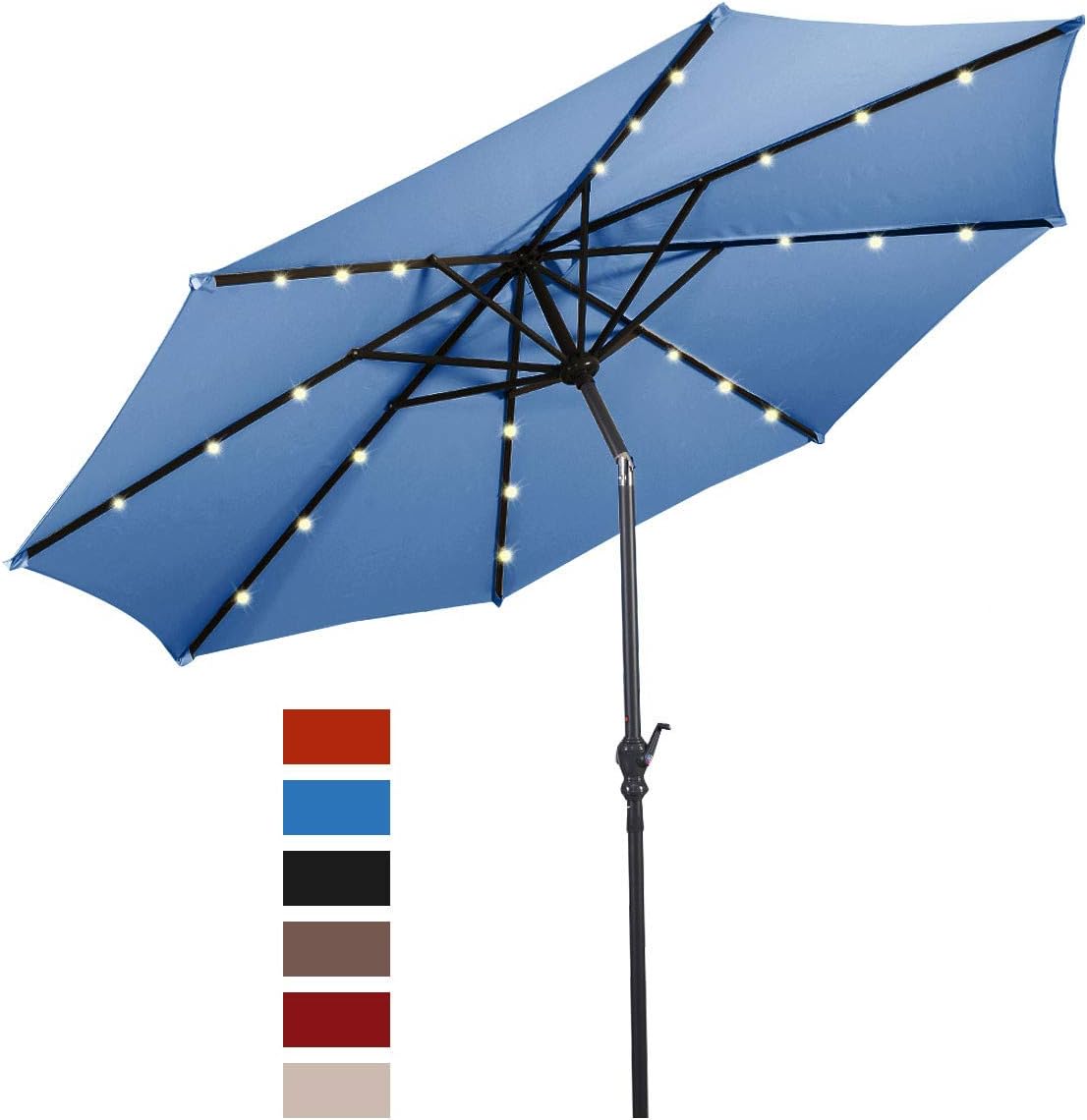 Black Outdoor Patio Beach Sun Shade Costway 3m Garden Parasol Umbrella With Winding Crank And Tilt Function Garden Outdoors Garden Furniture Accessories