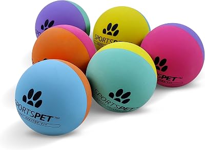 SPORTSPET High Bounce Natural Rubber Dog Balls 60mm 6 Pack