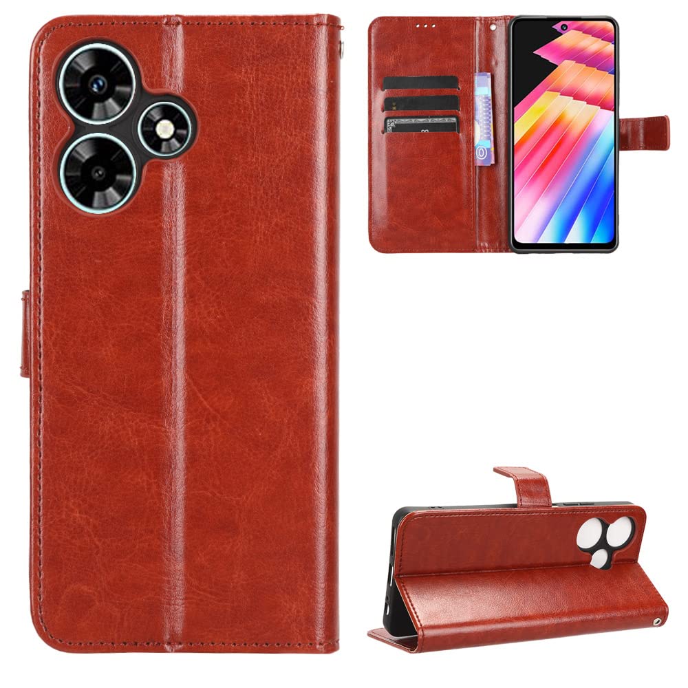 Infinix Hot 30i/30i NFC Case [Wallet Case] [Kickstand] [Card Slots] [Magnetic Flip Cover] Compatible with Infinix Hot 30i/30i NFC Smartphone(Brown)