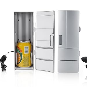 ZJchao Mini Refrigerator, Portable and Compact USB Fridge Freezer Cans Drink Beer Cooler Warmer Suitable for Travel Car Office Use