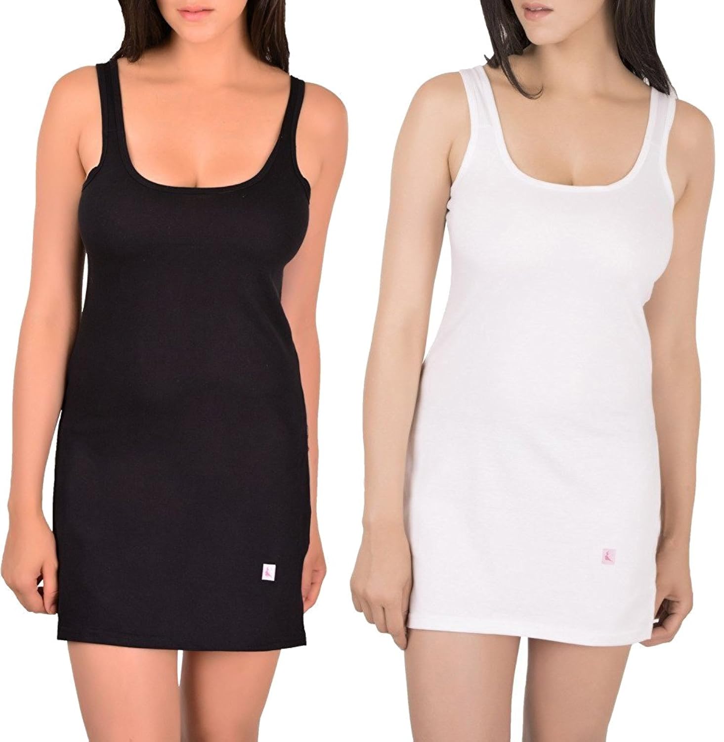 avaatar women's cotton suit slip pack of 2 (black and white)