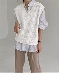 Women's V Neck Sweater Vest Oversized Sleeveless