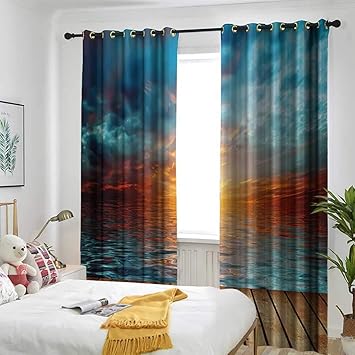 Amazon De One1love Ocean Wohnzimmer Schlafzimmer Fenstervorhange Kustenmotiv Deko Unter Meeresgrund