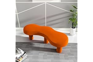 Velvet Ottoman Bench, Cloud Shape Entryway Benchs, Upholstered End of Bed Benchs, Bench Seat for Dining Room, Living Room, Be