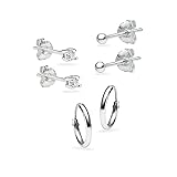 Sterling Silver Three Pair Multi Set of 10mm