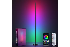 BRILLILUX Corner Floor Lamp, LED Corner Lamp with App and Remote Control, RGBICW 16 Million DIY Colors & 68+ Scene, Music Sync, Color Changing Smart Ambient Light for Living Rooms, Bedrooms, and Gaming Rooms