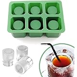 IC ICLOVER Silicone Ice Shot Glass Mold, 6 cups Square Green Ice Cube Tray,Jelly Tray ,Chocolate Mold ,Food Grade Silicone Ice Shot