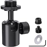 Ball and Socket Head Microphone Adapter, All-Metal, 360&deg; Pan and 90&deg; Tilt | Double Lock Design, Compact and Lightweight, 5/8" &amp; 3/8" All-Metal Adapter, Swivel Mic Stand Adapter, Ideal for Microphone