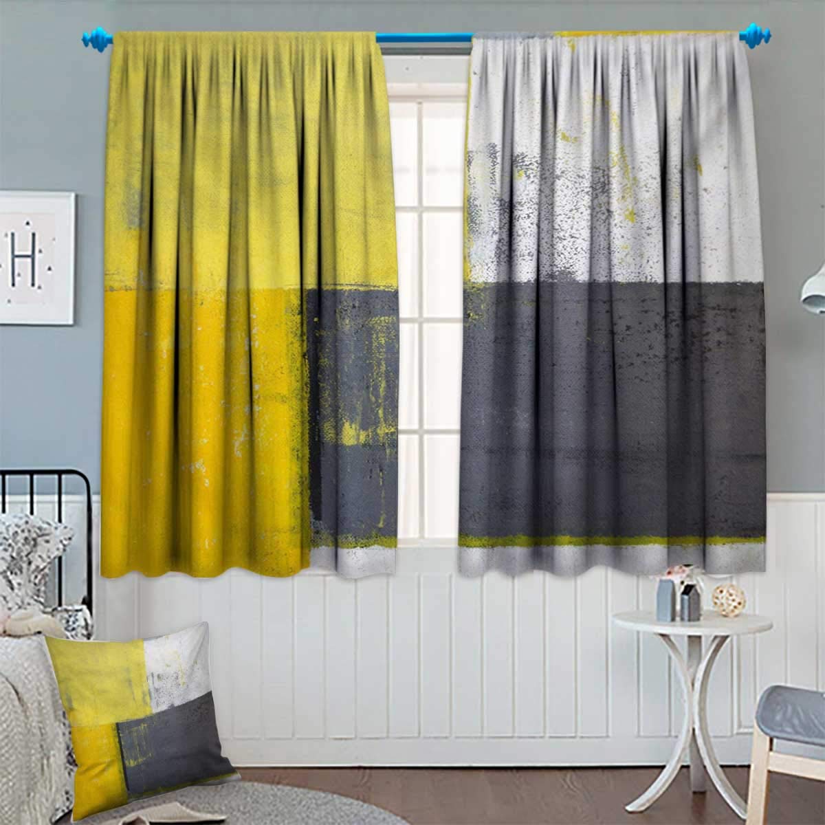 Amazon Com Anhounine Grey And Yellow Blackout Curtain Street Art