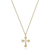 BENEIGE Gold Cross Necklace 14K Gold Plated Dainty Simple Cubic Zircon Chain Celtic Cross Pendant Necklace Jewelry for Women Men
