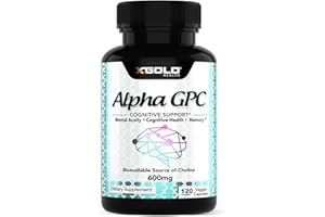 X GOLD HEALTH Alpha GPC Choline 600mg, Pure Nootropic Supplement, 120 Veggie Capsules, Cognitive Enhancer for Memory, Brain Health & Focus