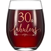Crisky Rose Gold 30 & Fabulous Wine Glass for Women 30th Birthday Gifts Funny Ideas for Women, Wife, Mom, Sister, Aunt, Friends, Coworker, Her Rose Gold Foil 30 & Fabulous 14oz, with Box