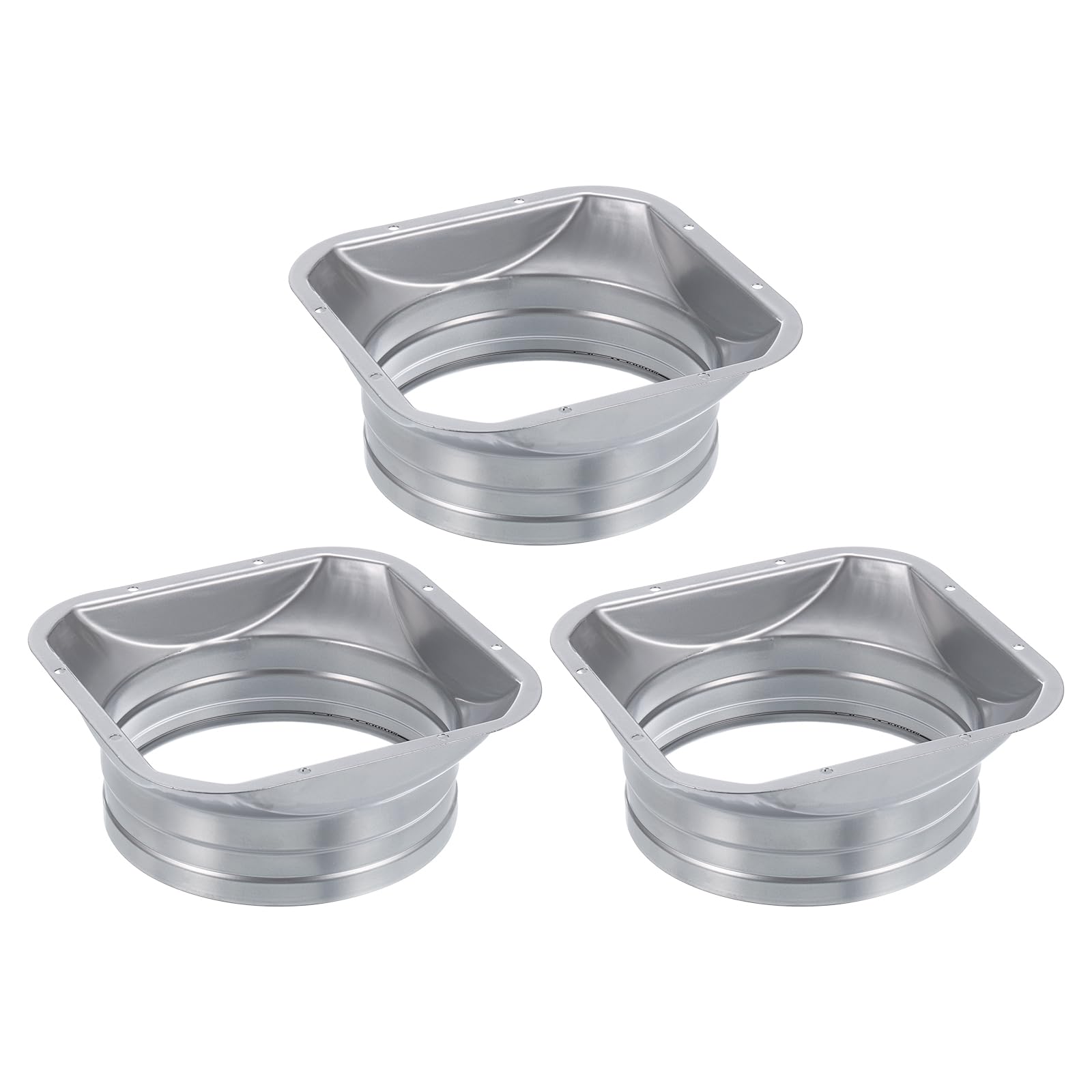 PATIKIL 6 Inch Duct Connector Flange, 3 Pcs Metal Straight Pipe Flange Square to Round Interface Air Duct for Heating Cooling Ventilation HVAC System