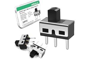 MRDILLA 20 Pcs SPDT Micro Slide Switch 3 Pin 2 Position,Small 5mm Vertical Toggle Switch 1P2T,Silver-Black Mini On-Off Switch Available for Electronic Projects, Arduino Switches