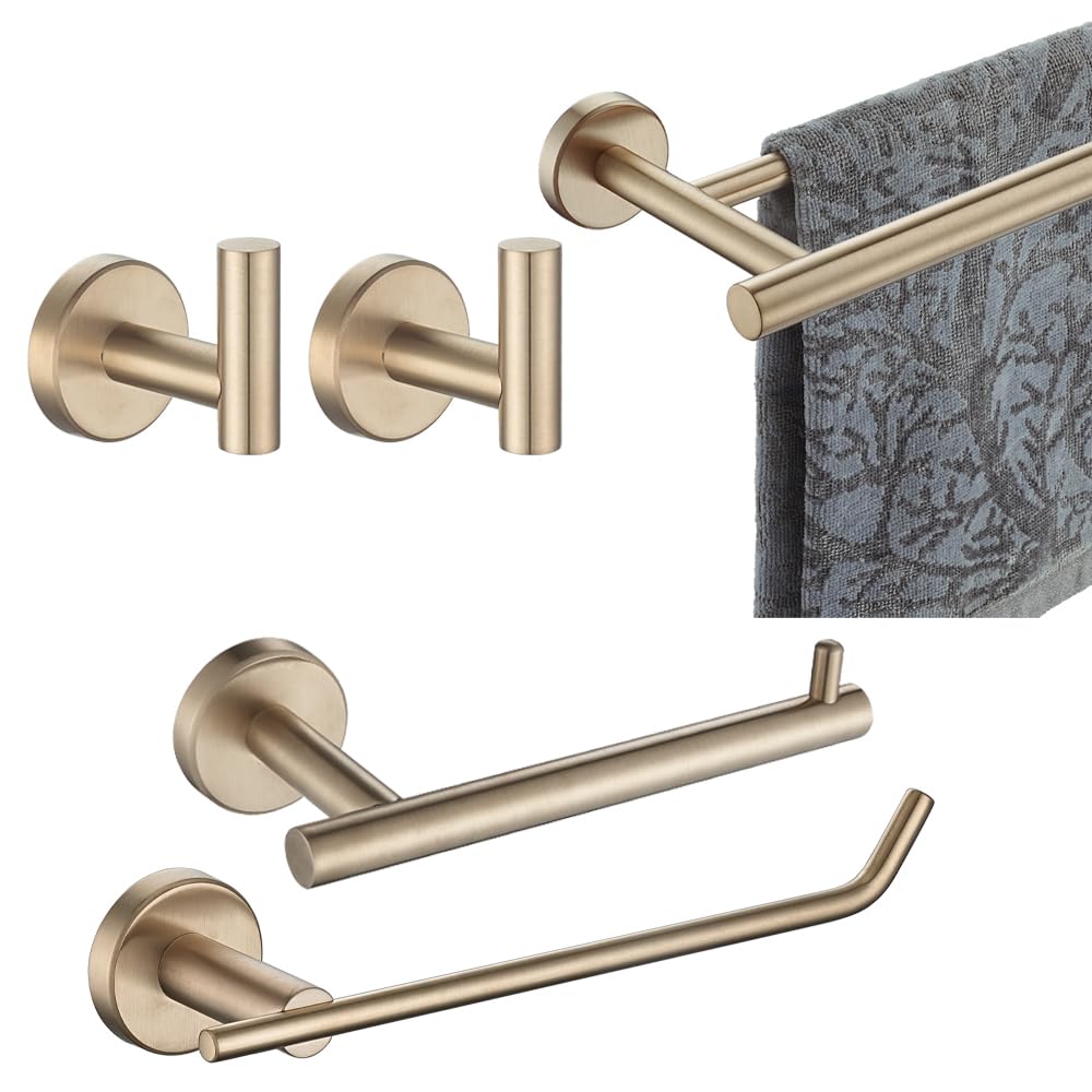 Photo 1 of ***I DON'T KNOW IF THERE ARE MISSING PIECES** JQK Bathroom Hardware Set, 5-Piece Bath Accessories Set Champagne Bronze Wall Mount Includes 24 in Towel Bar, 9 in HT Bar, TP Holder, Towel Hook x 2, BAS105-CB