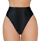 FEOYA Women Metallic Thongs High Waisted Sexy Cheeky Panties Rave Festival Bottoms for Club Party