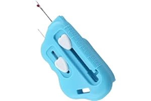 GLIBHLBANTZ 3-in-1Magnetic Seam Guide for Sewing Machine with Seam Rippers Needle Threader, Upgraded Multifunctional Hemmer Guide with Scale,Universal Sewing & Quilting Accessories Supplies(Blue)