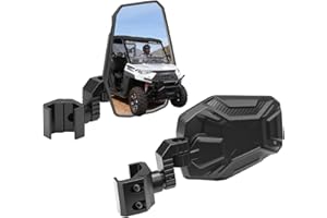 KEMIMOTO UTV Side Mirrors, UTV Rearview Mirrors Fit for Windshield Compatible with Pro-Fit Polaris Ranger General Can-Am Defender Maverick Trail, 3-axis Rotation Breakaway Rear View Accessories