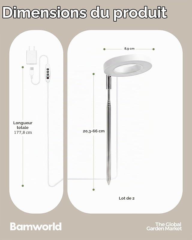 Lampe pour plantes LED à spectre complet, 1 lampe, blanc