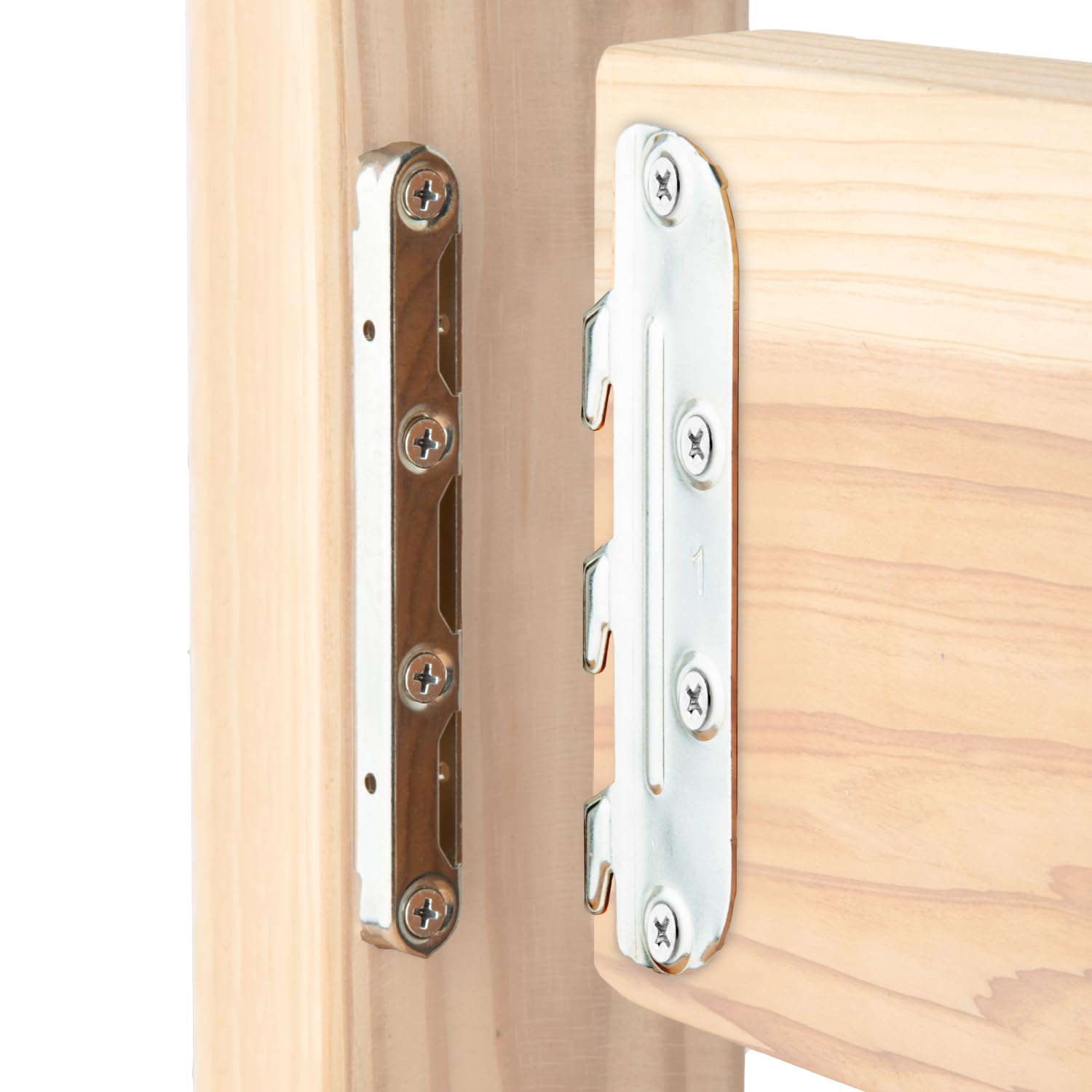 Photo 1 of POWERTEC Surface Mounted Bed Rail Brackets 4PK, Bed Frame Hardware w/ Mounting Screws for Bed Frame/Head Board/Footboards, No-Mortise Bed Hardware (71425)