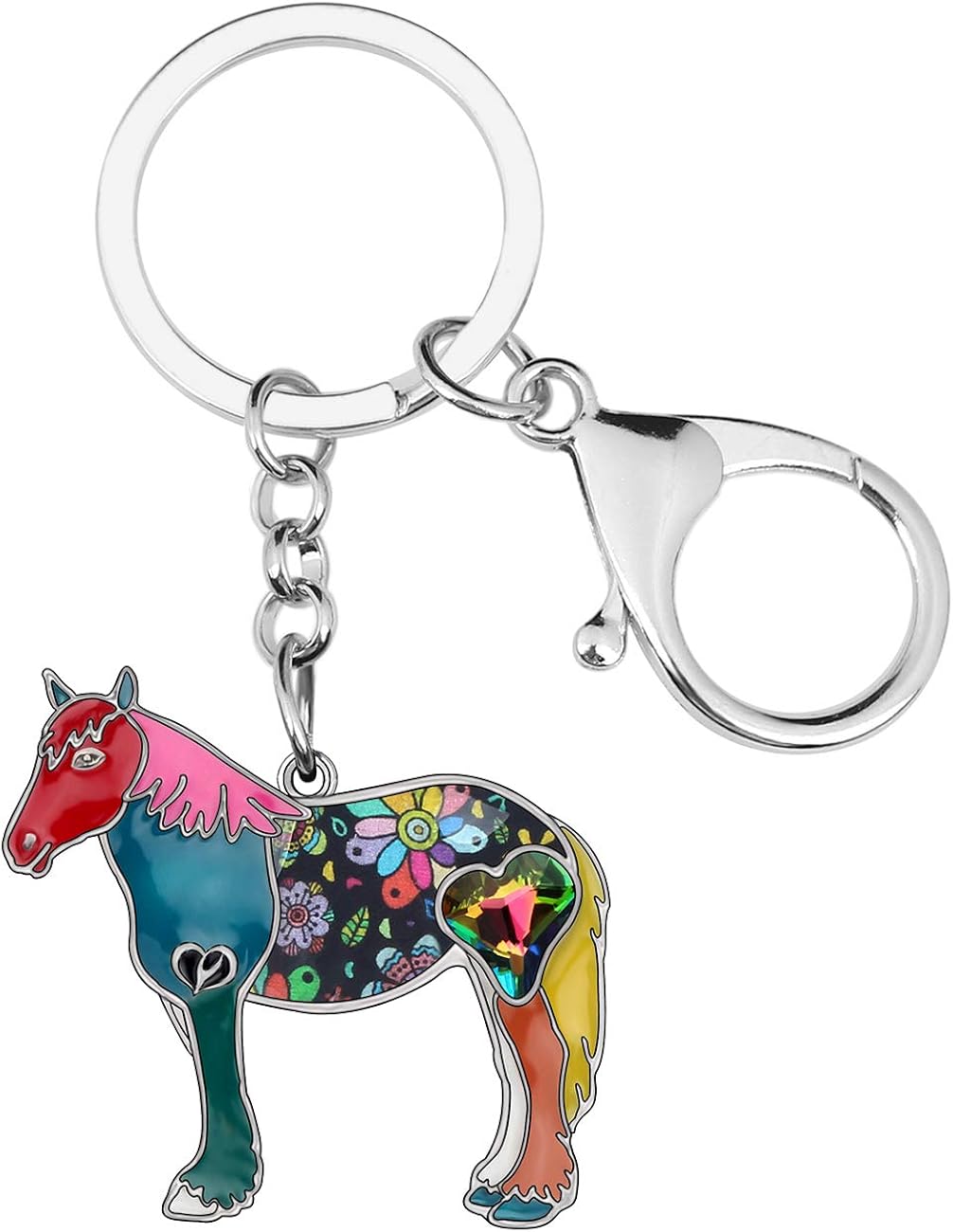 Bonsny Enamel Cute Funny North American Pony Horse Keychains Key Ring