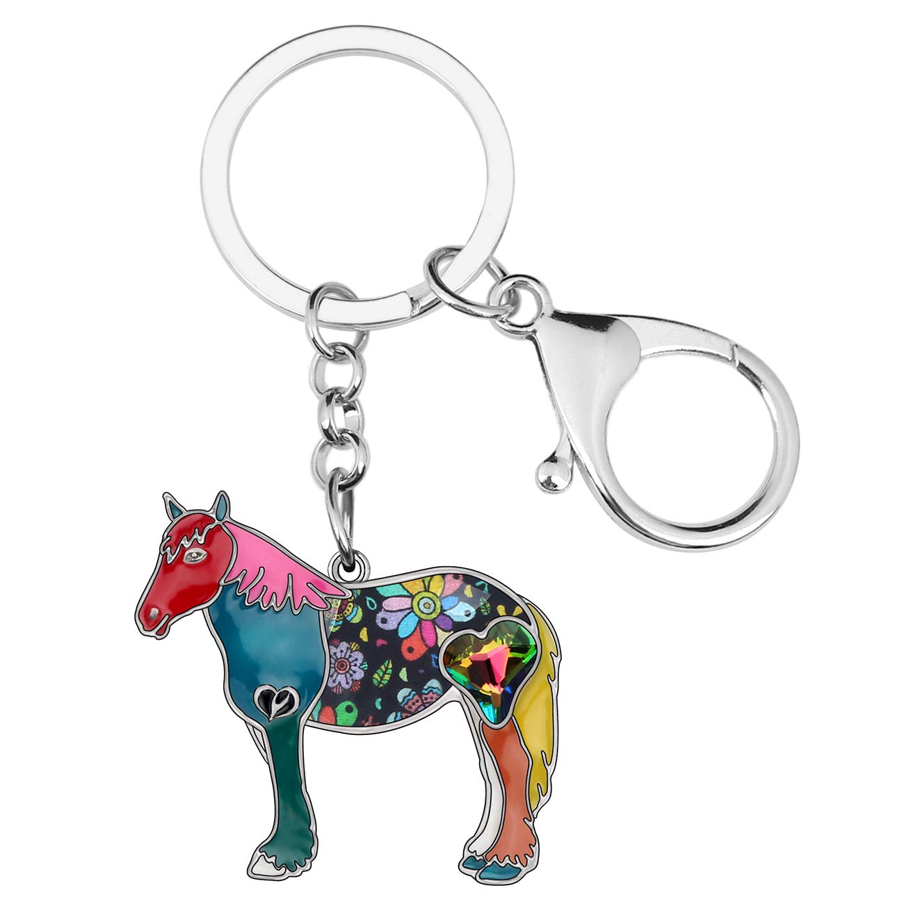 NEWEI Enamel Pony Horse Keychain Cute Keyrings for Women Girls Purse Bag Charm (Yellow)