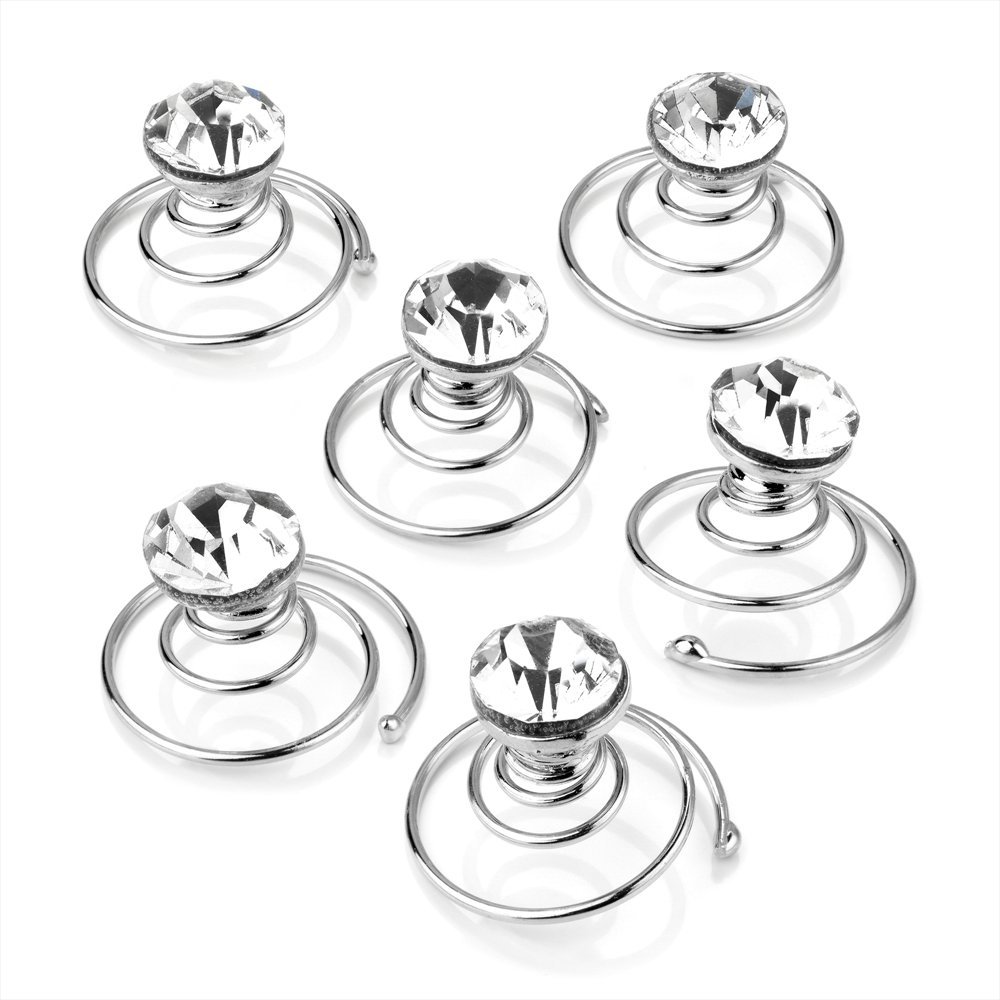 Buy Set Of 6 Clear Crystal Silver Hair Twist Coils Jewels Bridal