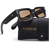 AUSQUQI Thick Frame Square Sunglasses for Men Women Trendy Chunky Rectangle Rivet Design SunGlasses Shades UV400 Protection