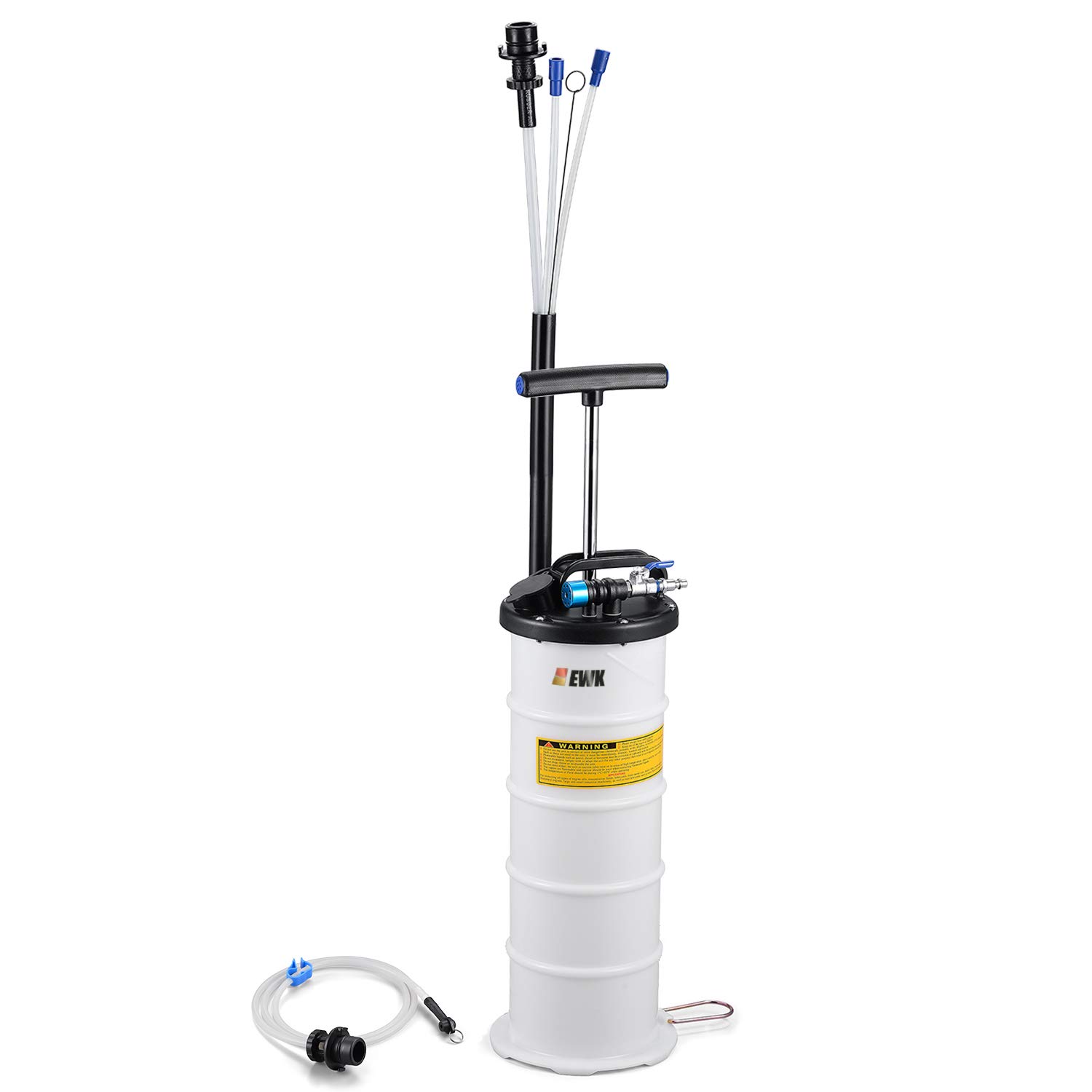 EWK Pneumatic/Manual 6.5 Liter Oil Changer Vacuum Fluid Extractor Pump Tank Remover + Brake Bleeding Hose