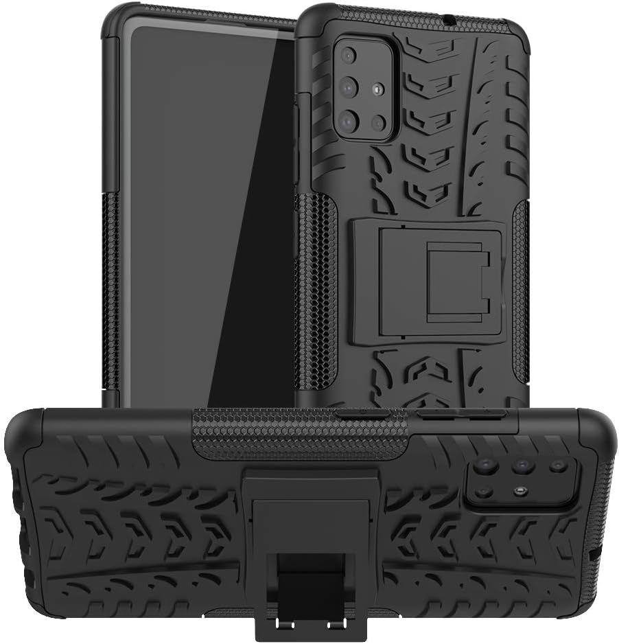 Ruisyi for Galaxy A51 Case (Not Fit Galaxy A50), Dual Layer with Built-in Kickstand Shock Absorption Anti-Skip Heavy Armor Case Cover for Samsung Galaxy A51 (Black)