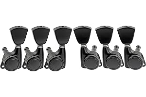Musiclily Pro 3L+3R Guitar Locking Tuners 18:1 Ratio Lock String Tuning Key Pegs Machine Heads Replacement for LP SG Style Style Electric Folk or Acoustic Guitar, Black with Keystone Button