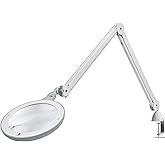 Omega 7 LED Magnifying Lamp – 7" Acrylic Lens, 3 Diopter (1.75X) Magnification, 6,300 Lux at 6”, 4 Brightness Levels, Adjustable Arm, Professional-Grade Light for Precision Tasks