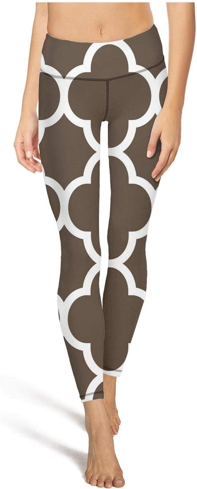 Junnanp BrownQuatrefoilGeometryMoroccanTile Yoga Pants Junnanp BrownQuatrefoilGeometryMoroccanTile Yoga Pants