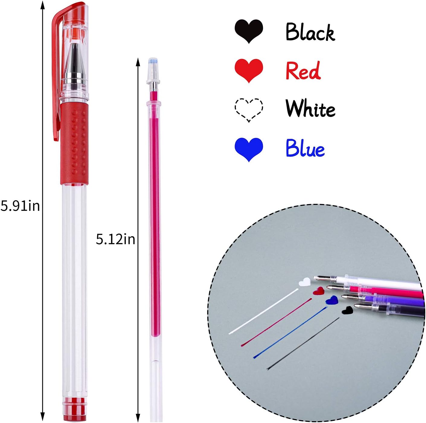 Aodaer 4 Heat Erase Empty Pens with 12 Erasable Pen Refills Fabric