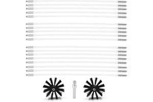 Copgge 25 Feet Stove Pipe Clean Brush Extension Rods Flexible Fireplace Chimney Brush Stove Pipe Brush Rod Rotary Air Duct Dryer Vent Cleaner Rods Flue Brush Chimney Sweep Kit with Brush Head