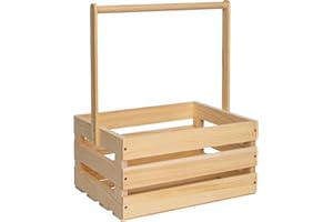 FORBRADS 1 pack Wooden Crate With Hangers,Wood Baby Gift Crates,Wooden Crates For Storage With Handle ,Natural Solid Wood Storage Crates (1)