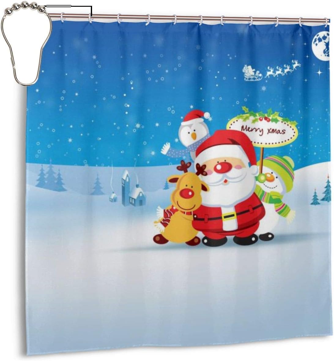 Albero Di Natale Yule.Haha Tenda Da Doccia Per Bambini Con Albero Di Natale Yule Pop Set Con 7 To12 Ganci Stampa 3d Tenda Da Bagno Per La Casa Decora Tessuto Tenda Per Privacy Lavabile In