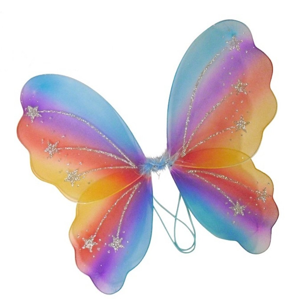 Glitter Rainbow Multi Coloured Wings, Girls' Kids' Children's Dress-Up Fancy Dress