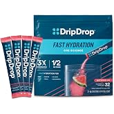 DripDrop Hydration Watermelon Electrolyte Packets, Drink Mix, 32 Count | Watermelon; 3X Electrolytes; Potassium, Magnesium, Zinc, Vitamin C; Single Serve; Portable; Daily Use, Workouts, Travel
