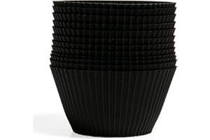 The Silicone Kitchen Reusable Silicone Baking Cup, Non-Toxic, BPA Free, Dishwasher Safe Jumbo, Pack of 12, Matte Black