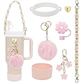 Gestarich Stanley Cup Accessory Set: 7-Piece Bundle Including Straw Cover, Silicone Boot, Hand Strap, 4 Charms for 40oz & 30oz Tumblers