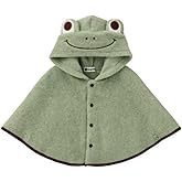Frog Hood Carseat Poncho for Kids - Fleece Hooded Wool Cape Coats for Toddlers